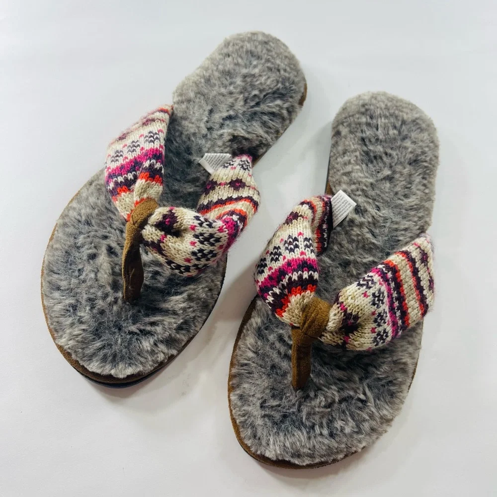 FLUFFLY MEMORY FOAM SANDALS DLUXE BY DEARFOAMS SIZE MEDIUM US 7-8